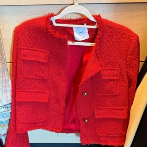 Mango red tweed jacket
